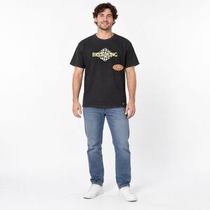 Billabong Men’s Graphic T-Shirt Large Black Check Logo Short Sleeve Tee New